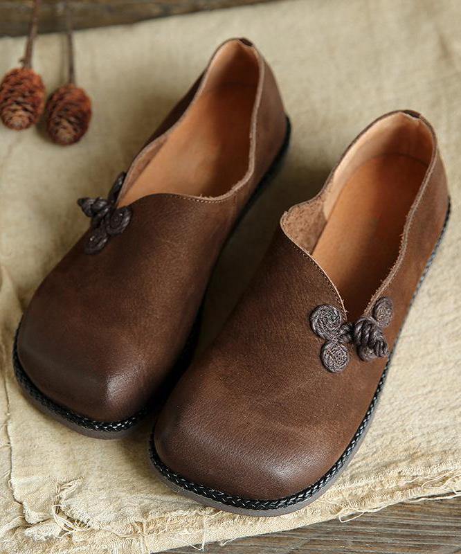 Casual Flat Shoes Brown Faux Leather Loafer Shoes