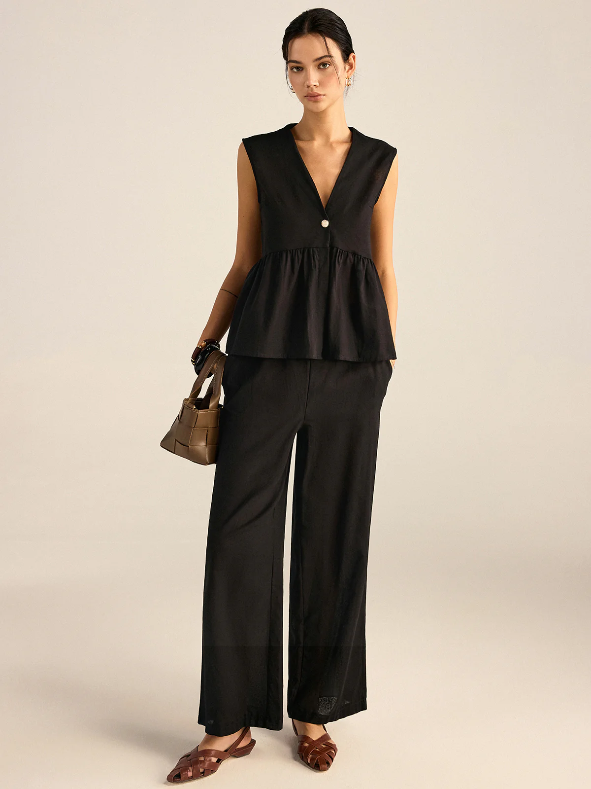 Ruffled Vest Pants Set