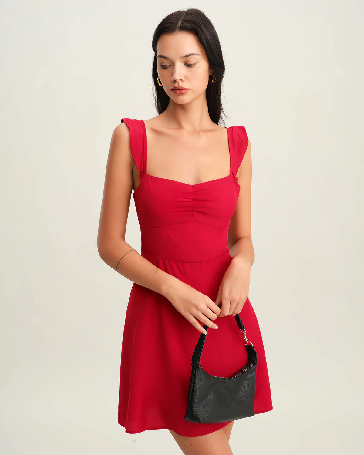 Red Sweetheart Neck Slip Mini Dress