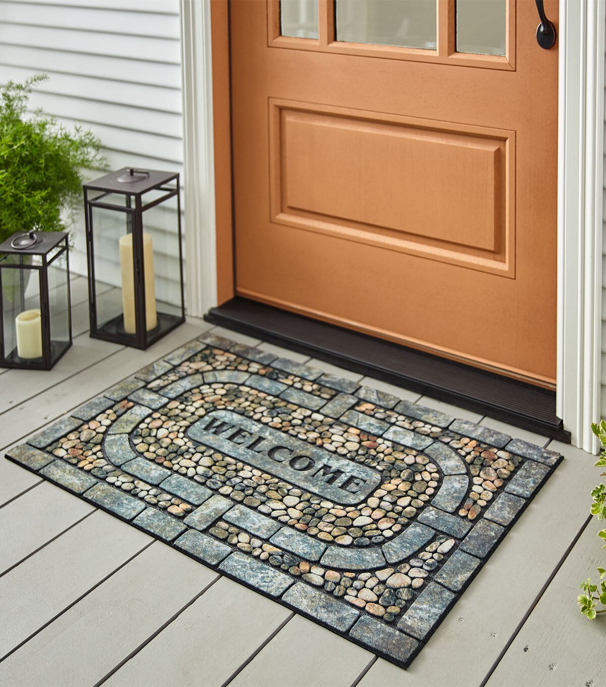 Garden Pebbles Doormat Gray 1'11