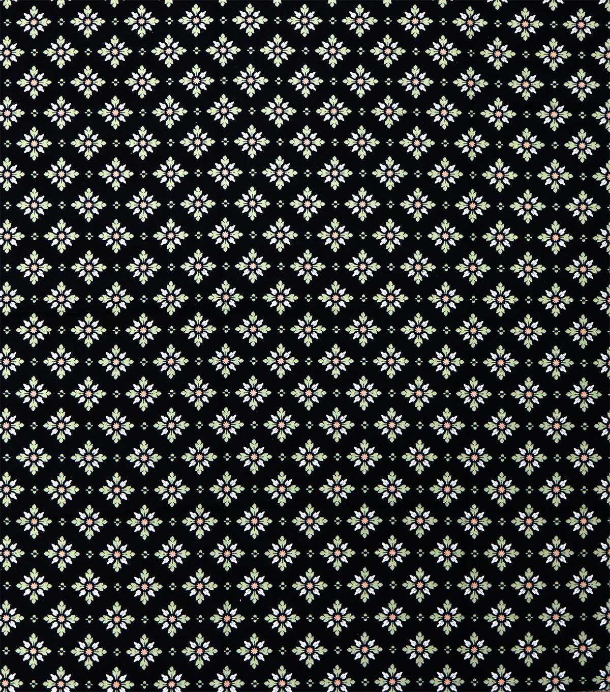 Black Floral Geometric Super Snuggle Flannel Fabric
