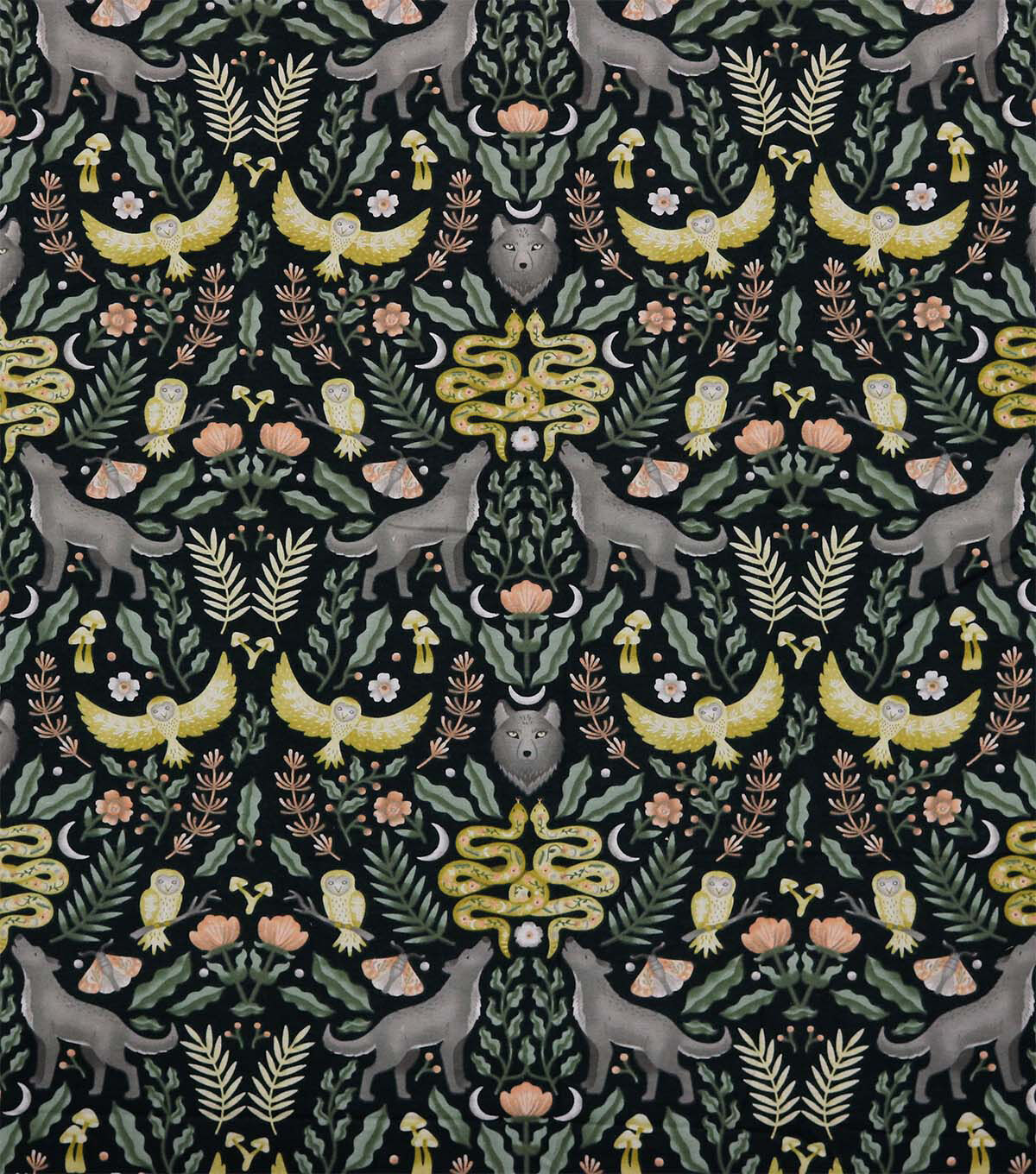 Symmetrical Animal Print On Black Super Snuggle Flannel Fabric