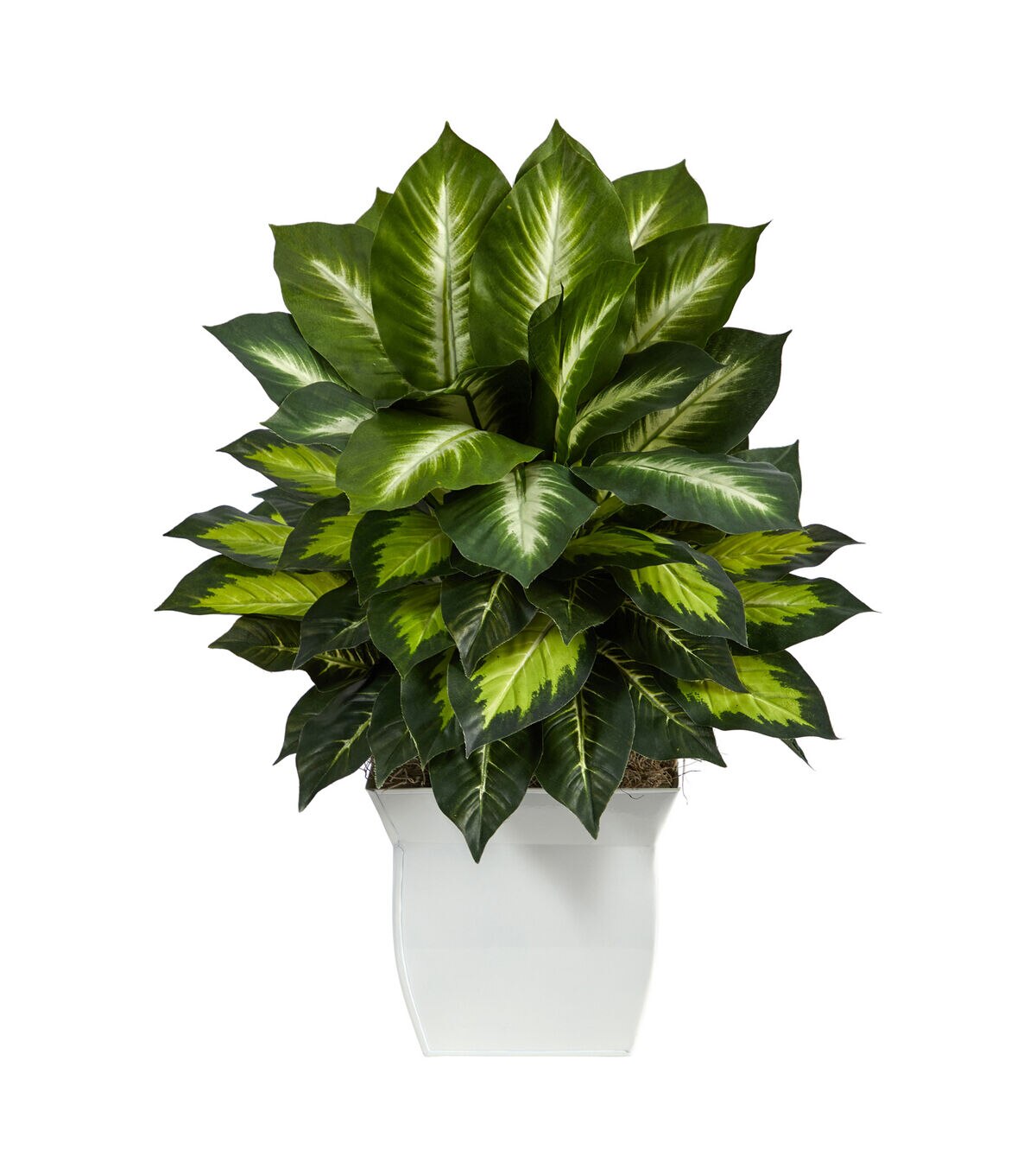 Nearly Natural 2' Golden Dieffenbachia Artificial Plant in Metal Planter