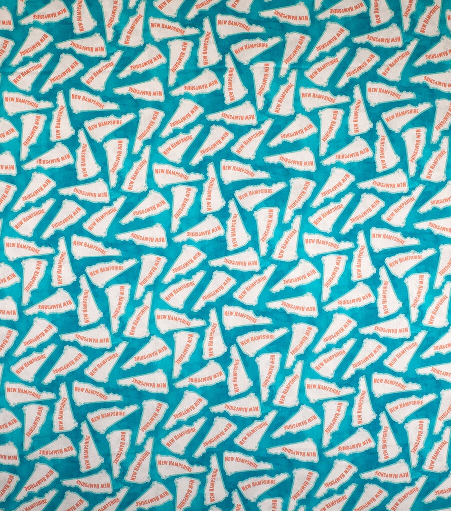 New Hampshire Cotton Fabric Tossed State