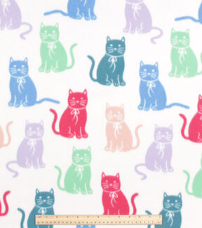 Multi Color Cats Blizzard Fleece Fabric