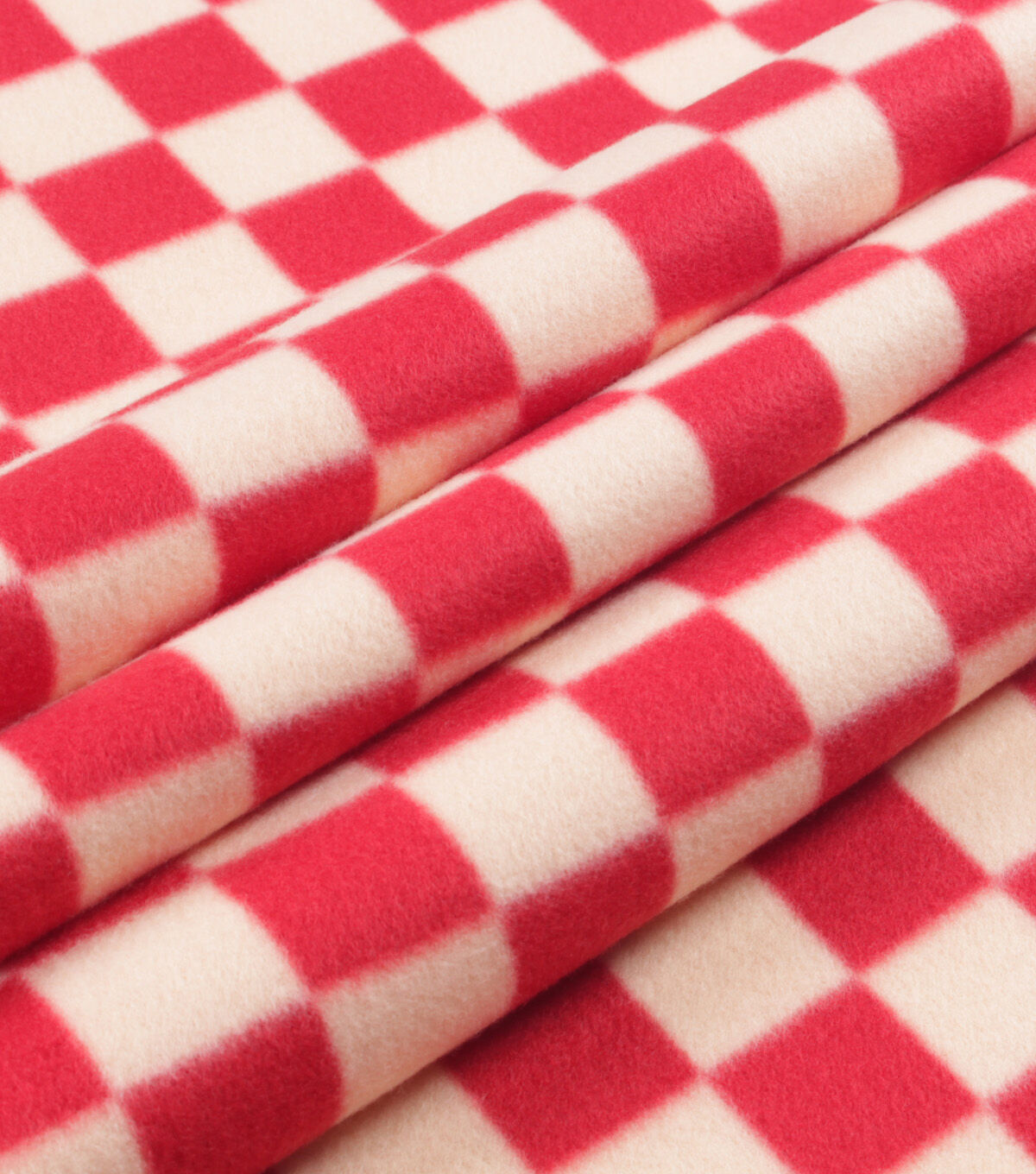 Blizzard Prints Come Together Red Checker Fleece Fabric