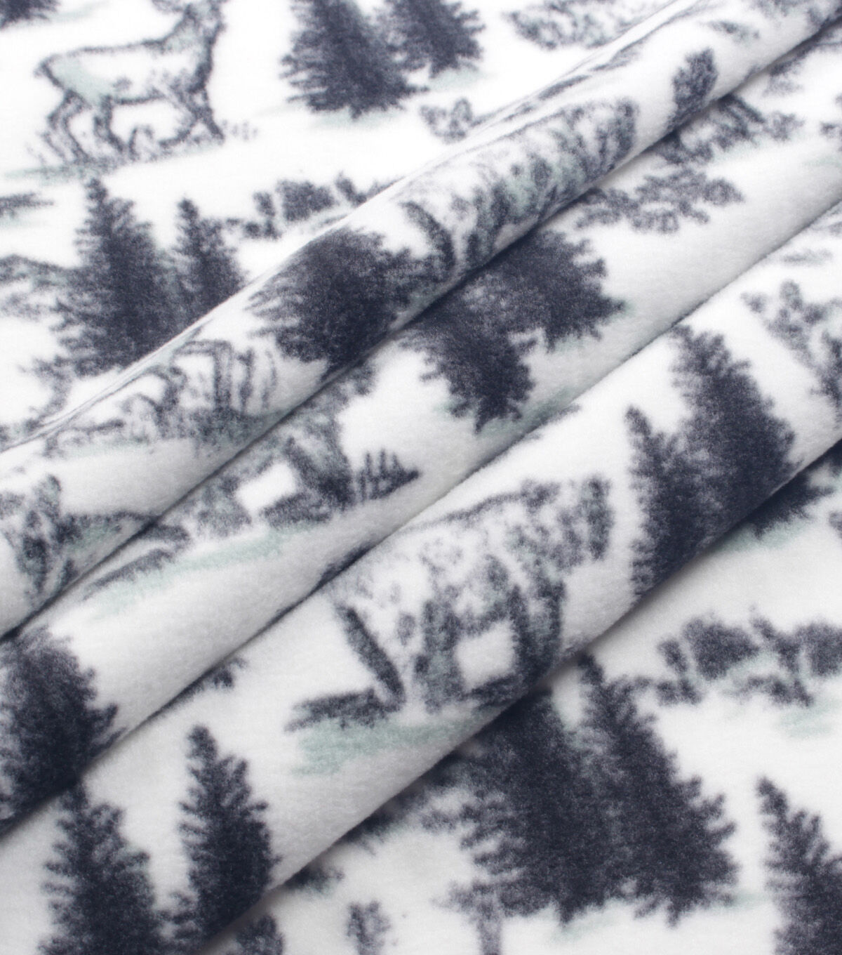 Wilderness Scenic on White Anti Pill Fleece Fabric