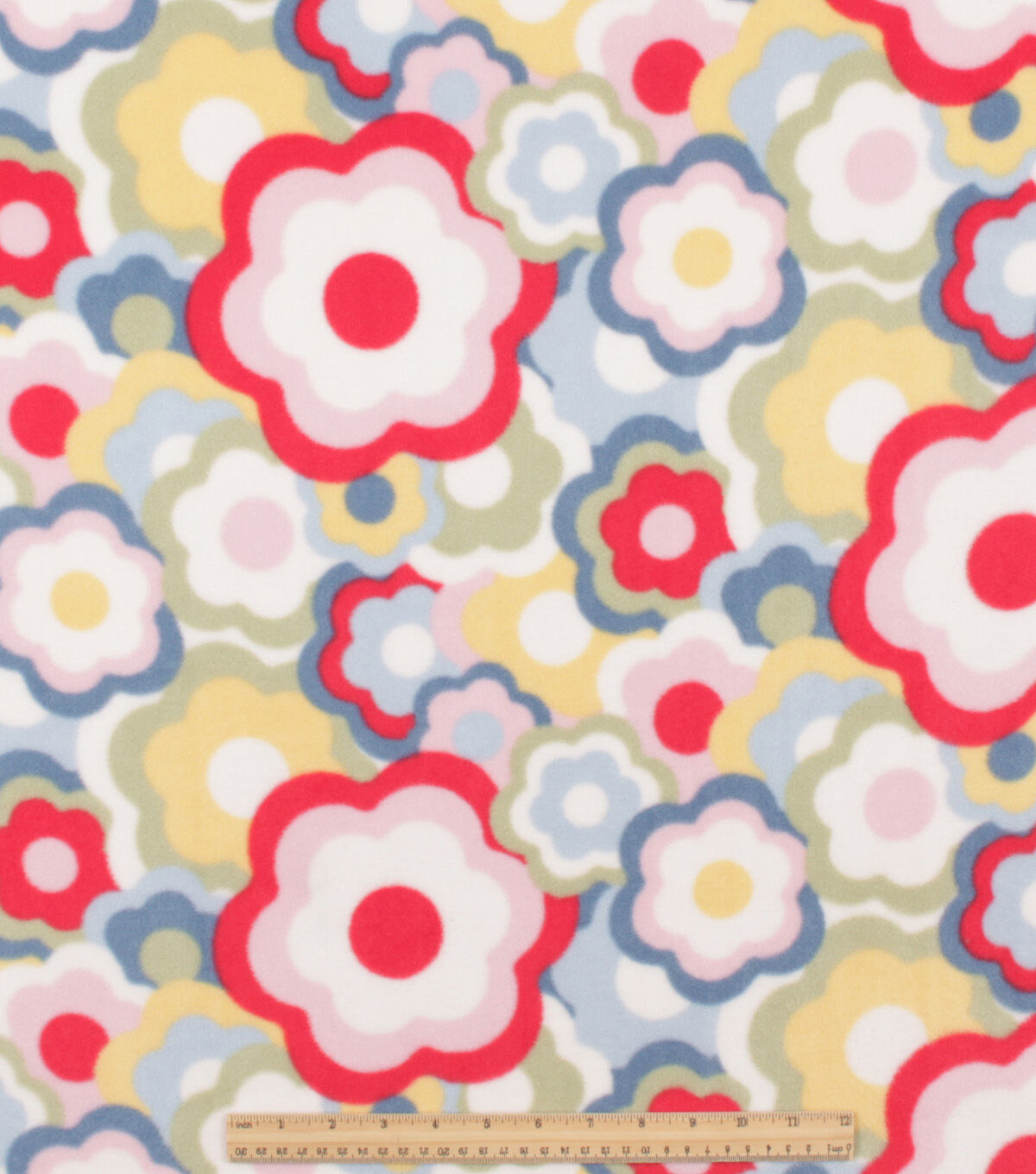 Packed Floral on White Anti Pill Plush Fleece Fabric