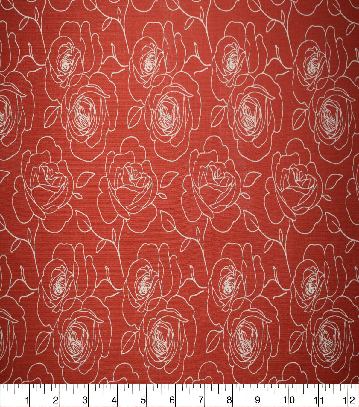 White Roses on Red Quilt Cotton Fabric by Quilter's Showcase