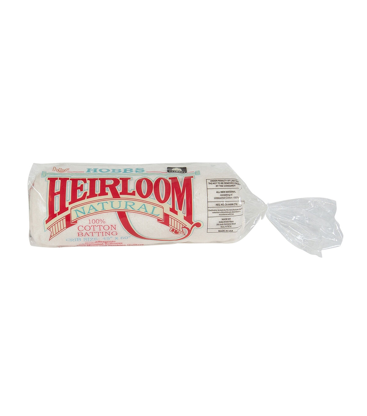 Hobb's Heirloom 100% Natural Cotton Batting 45
