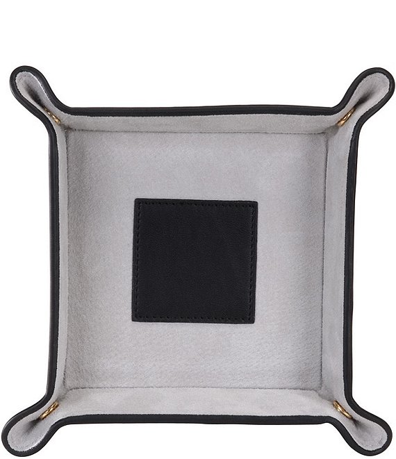 Suede-Lined Catchall Leather Valet Tray