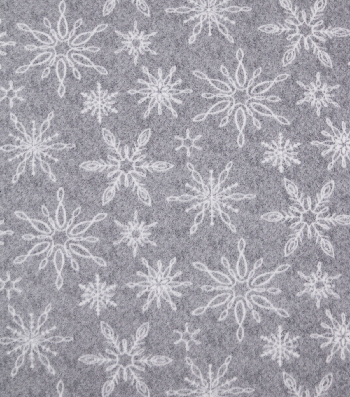 Snowflakes on Gray Anti Pill Fleece Fabric