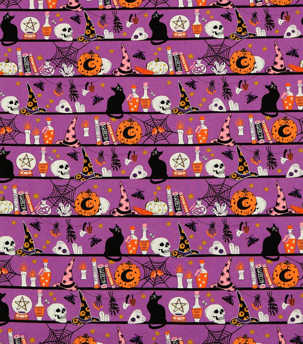 Purple Witches Icons On Shelves Super Snuggle Flannel Fabric
