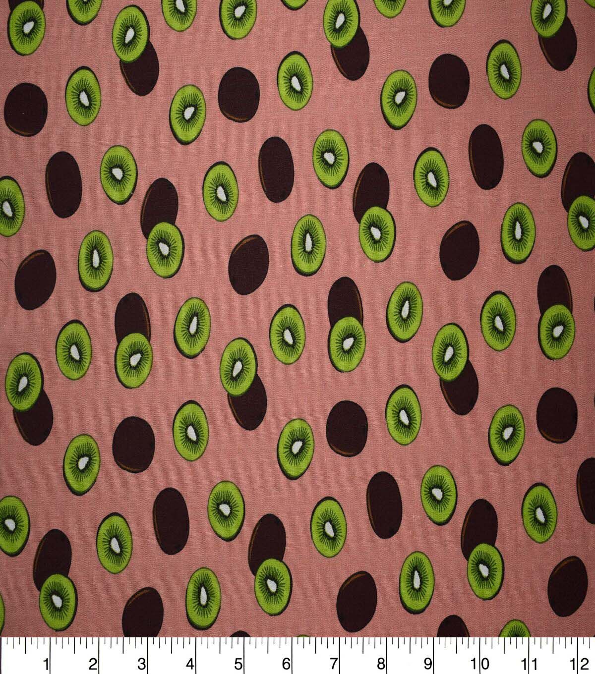 Kiwis on Coral Cotton Fabric by Quilter's Showcase