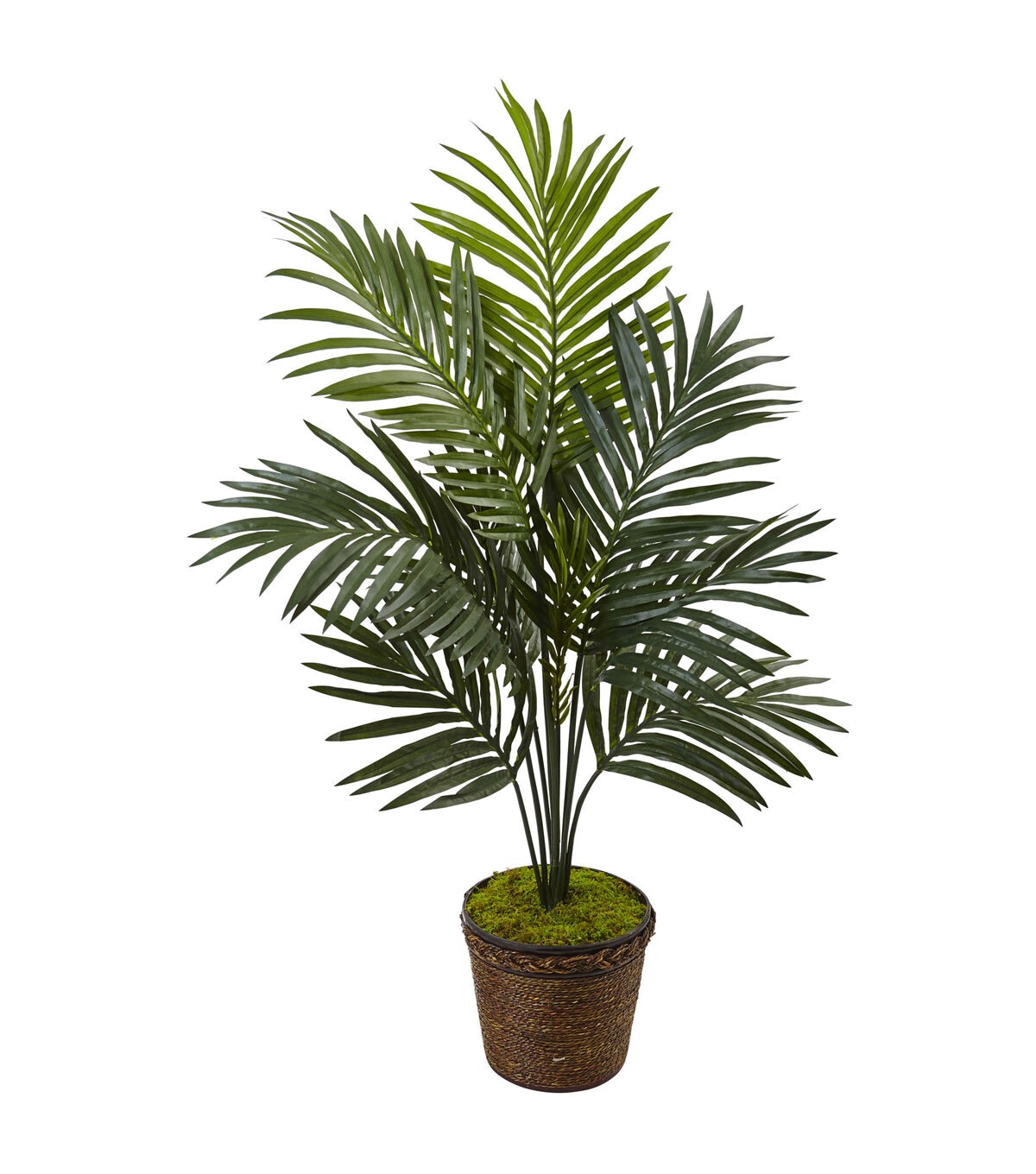 Nearly Natural 4ft. Kentia Palm Artificial Tree in Coiled Rope Planter
