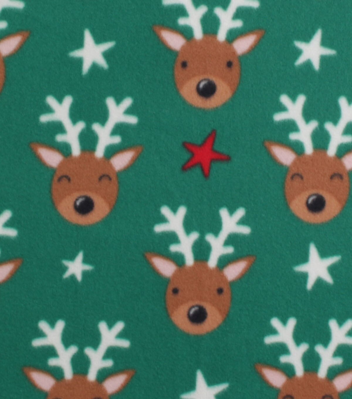 Reindeer on Green Blizzard Fleece Fabric