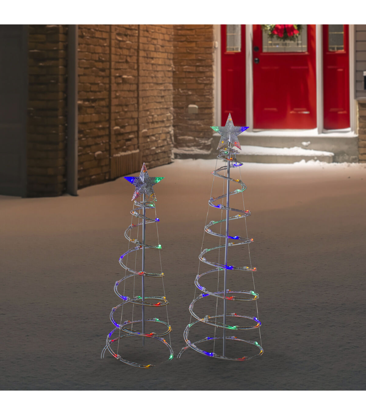 Northlight 2ct LED Multi-Color Outdoor Spiral Christmas Cone Trees 3'-4'