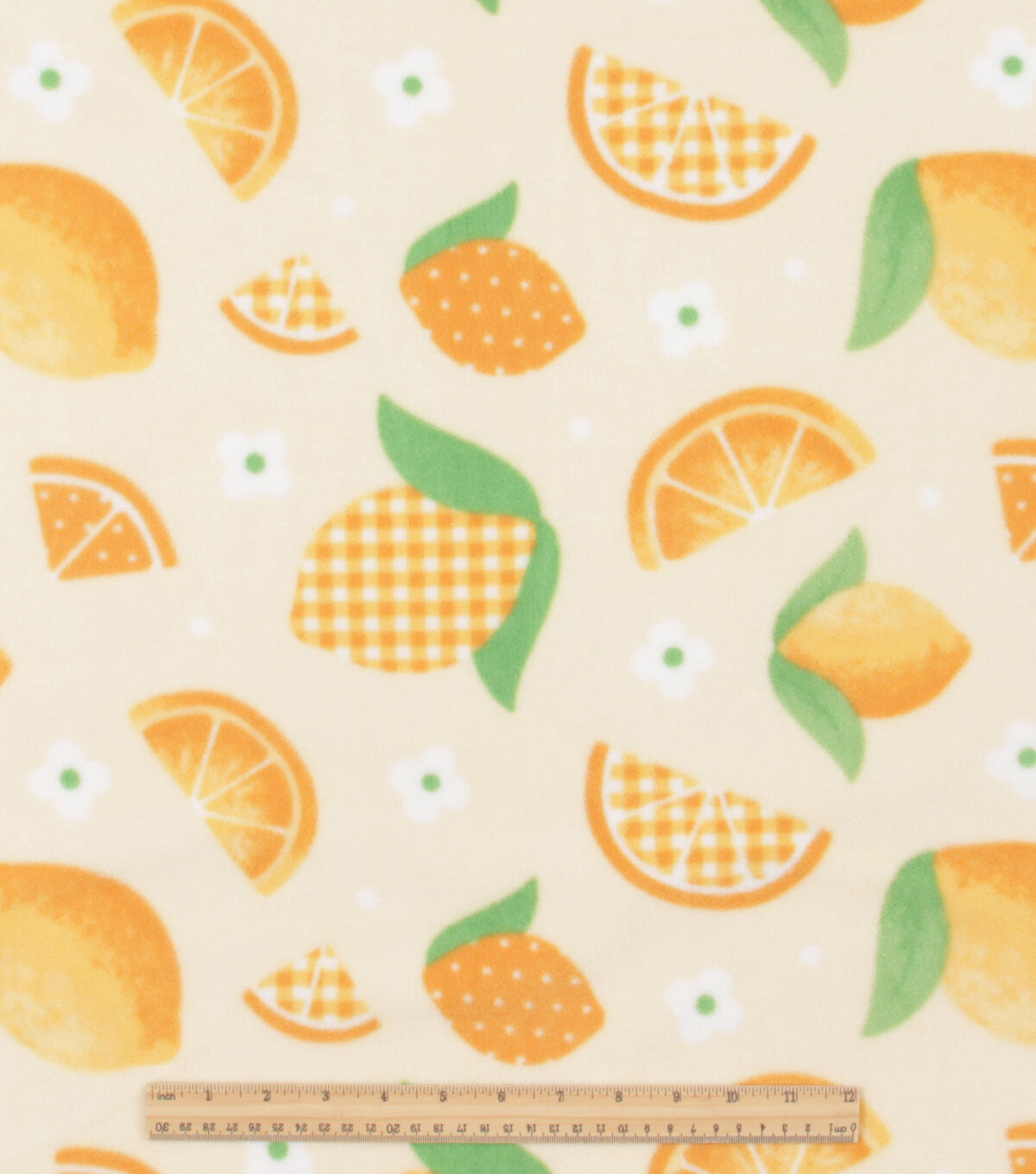 Lemons on Cream Anti Pill Plush Fleece Fabric