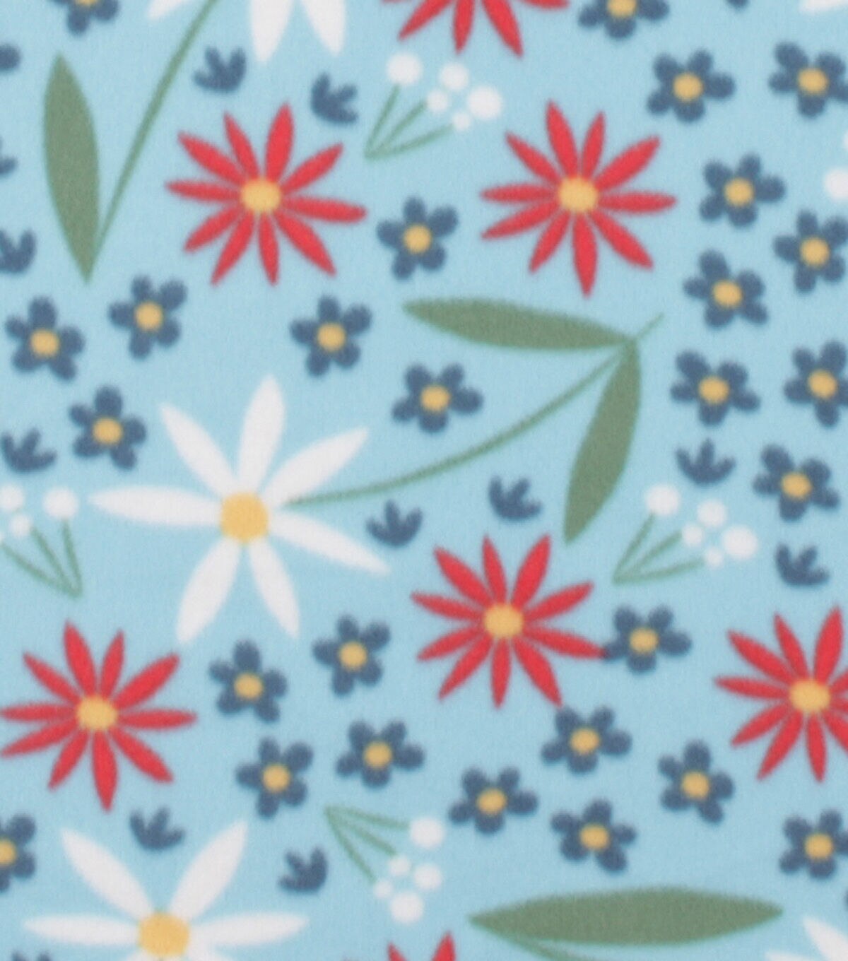 Floral on Blue Blizzard Fleece Fabric