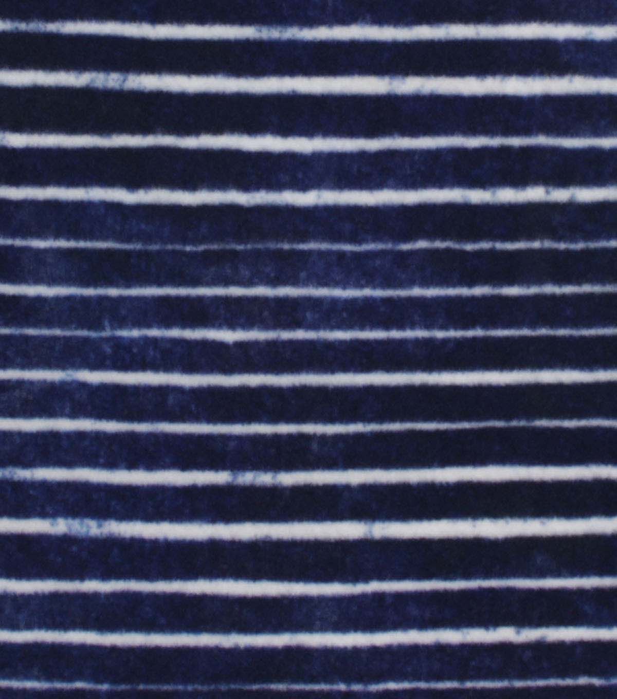 Blue Stripes Anti Pill Plush Fleece Fabric