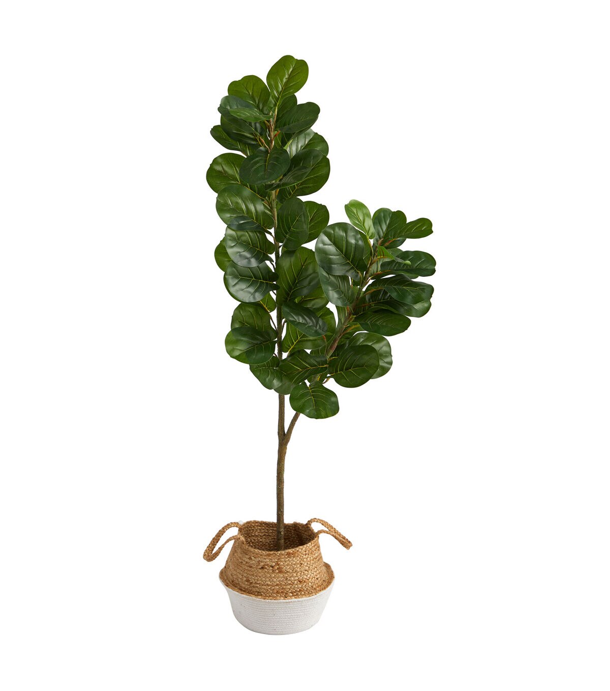 Nearly Natural 4.5' Fiddle Leaf Artificial Tree With White Jute Planter