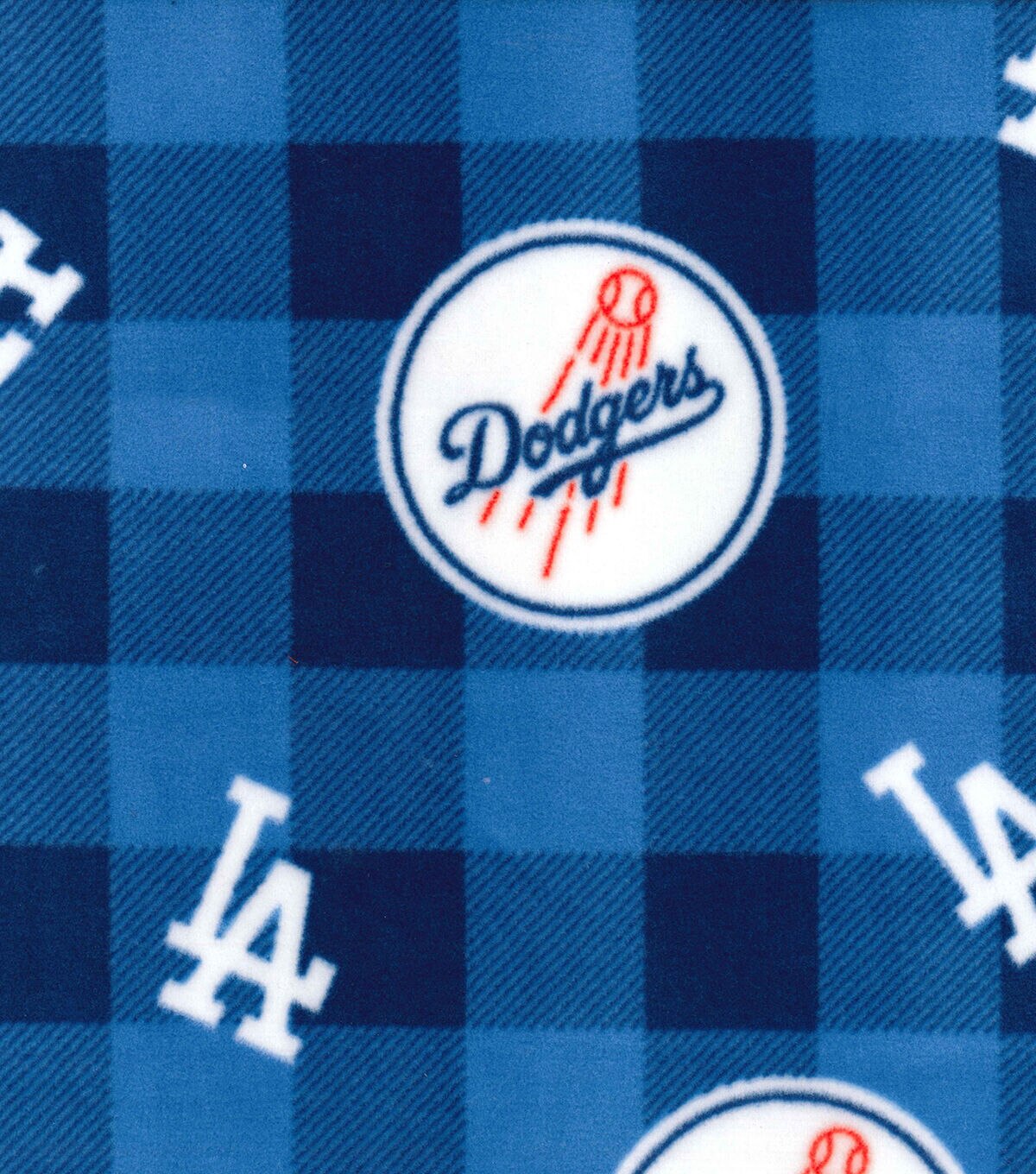 Fabric Traditions Los Angeles Dodgers Fleece Fabric Buffalo Check