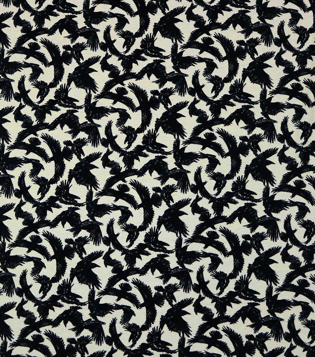 Crows On White Super Snuggle Flannel Fabric