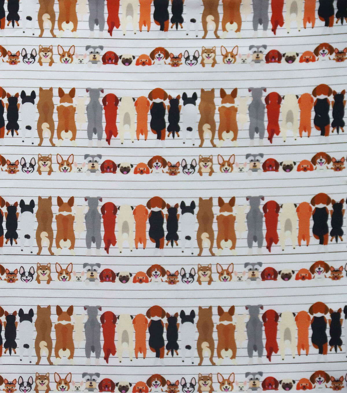 Doggies On Fence Novelty Cotton Fabric