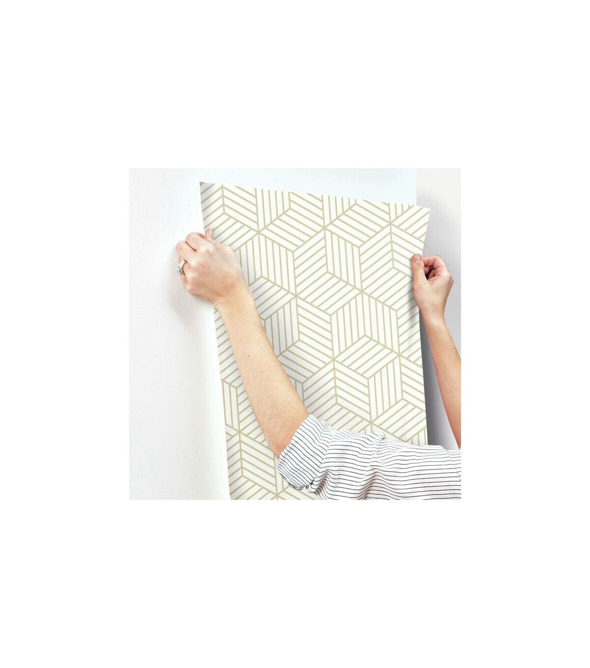 RoomMates Stripped Hexagon Peel And Stick Wallpaper Gold