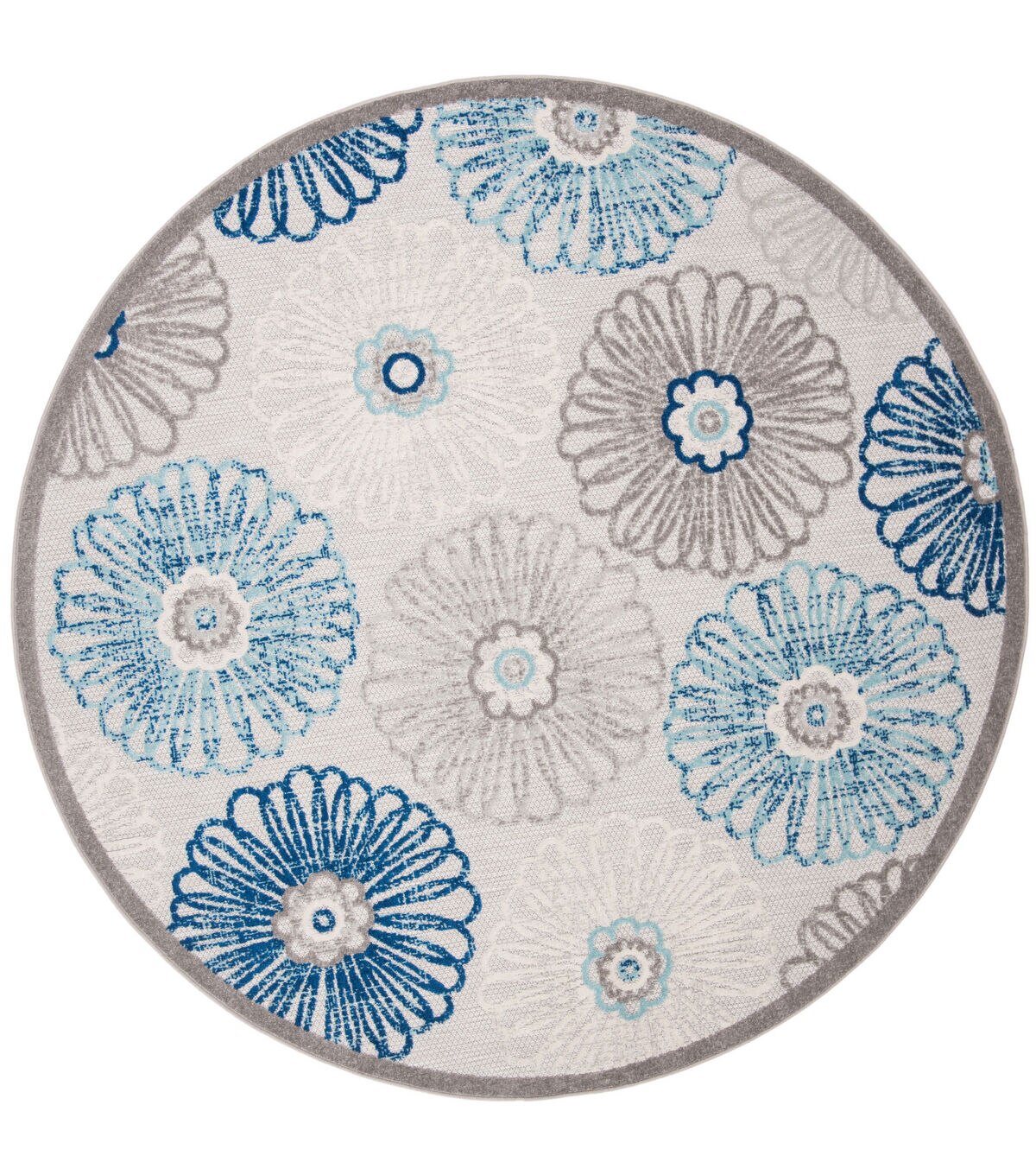 Safavieh Cabana CBN801 3' X 3' Round Gray & Blue Outdoor Rug