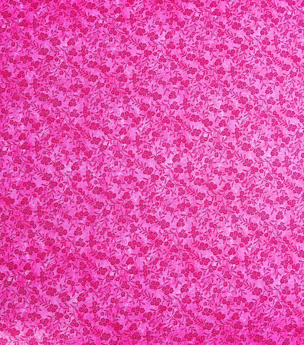 Pink Floral Vines Cotton Fabric by Keepsake Calico