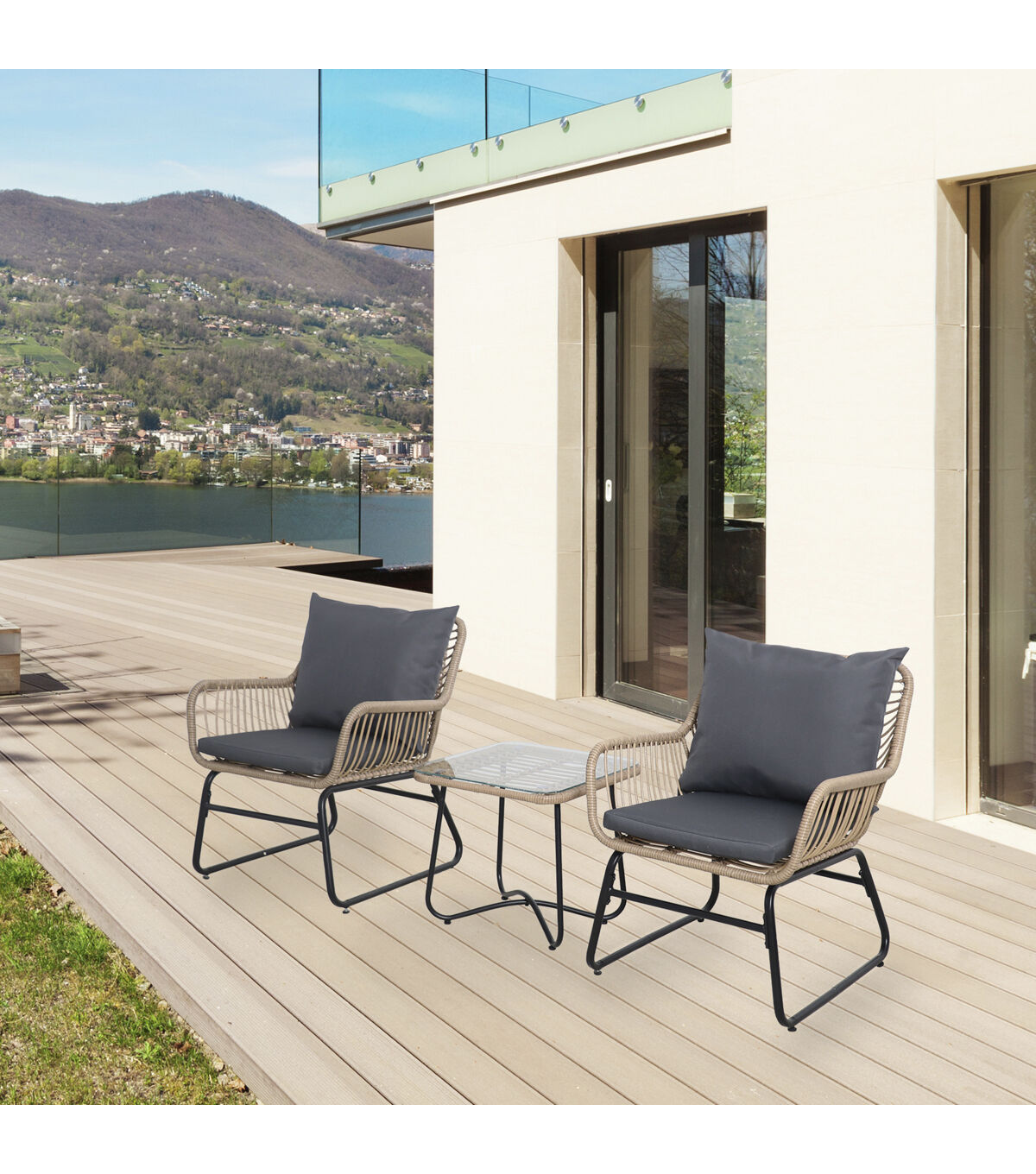 Northlight 3pc Santa Cruz Rattan Outdoor Patio Set With Cushions