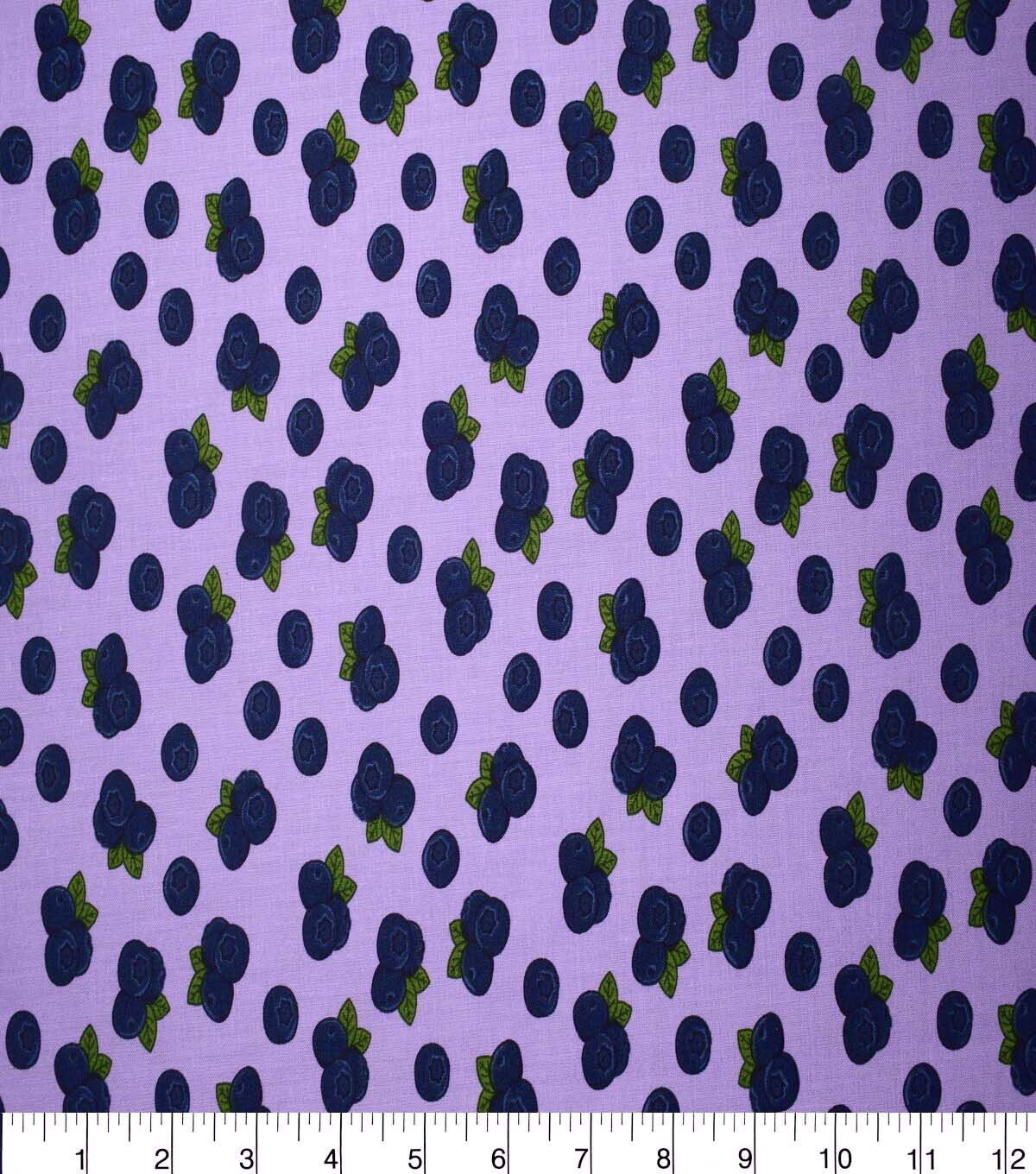 Blueberries on Purple Cotton Fabric by Quilter's Showcase