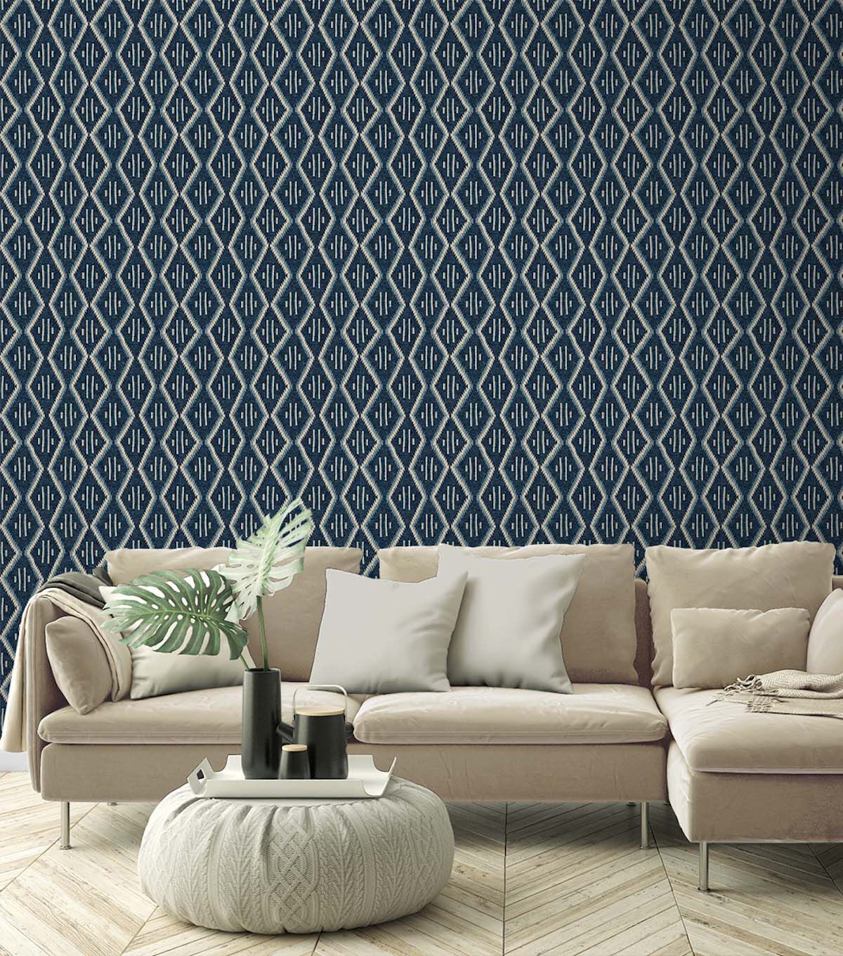 Surface Style 20.5' x 18' Denim Modern Heirloom Peel & Stick Wallpaper