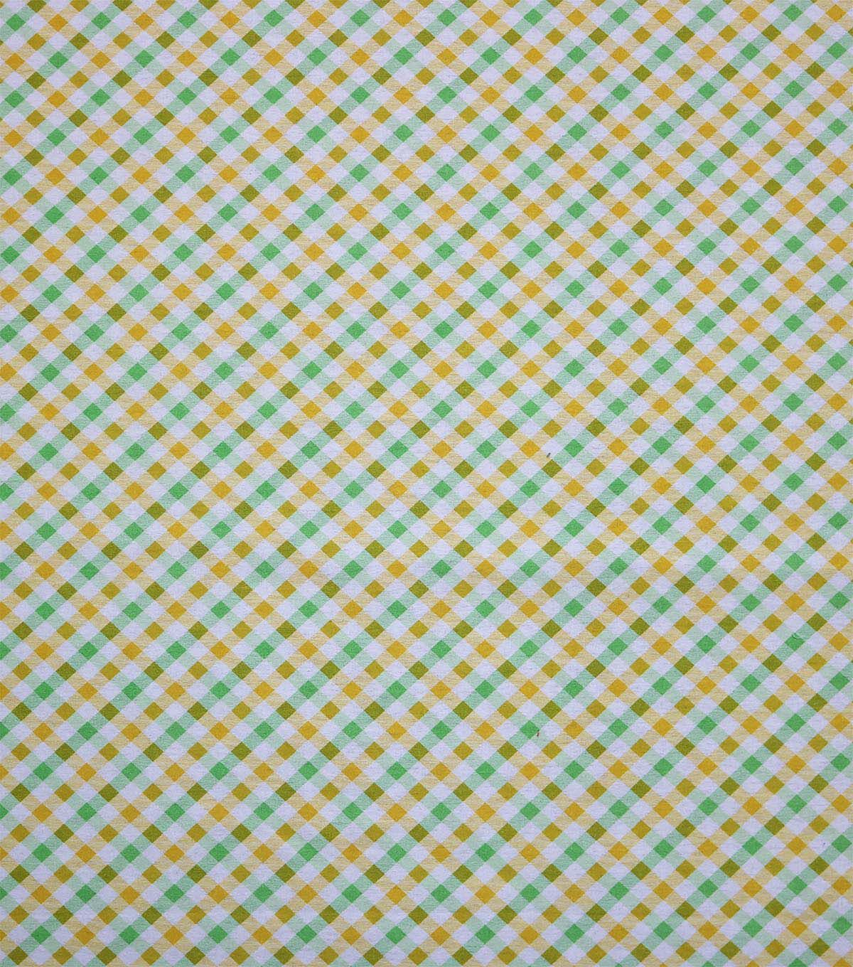 Yellow & Green Diagonal Plaid Super Snuggle Flannel Fabric