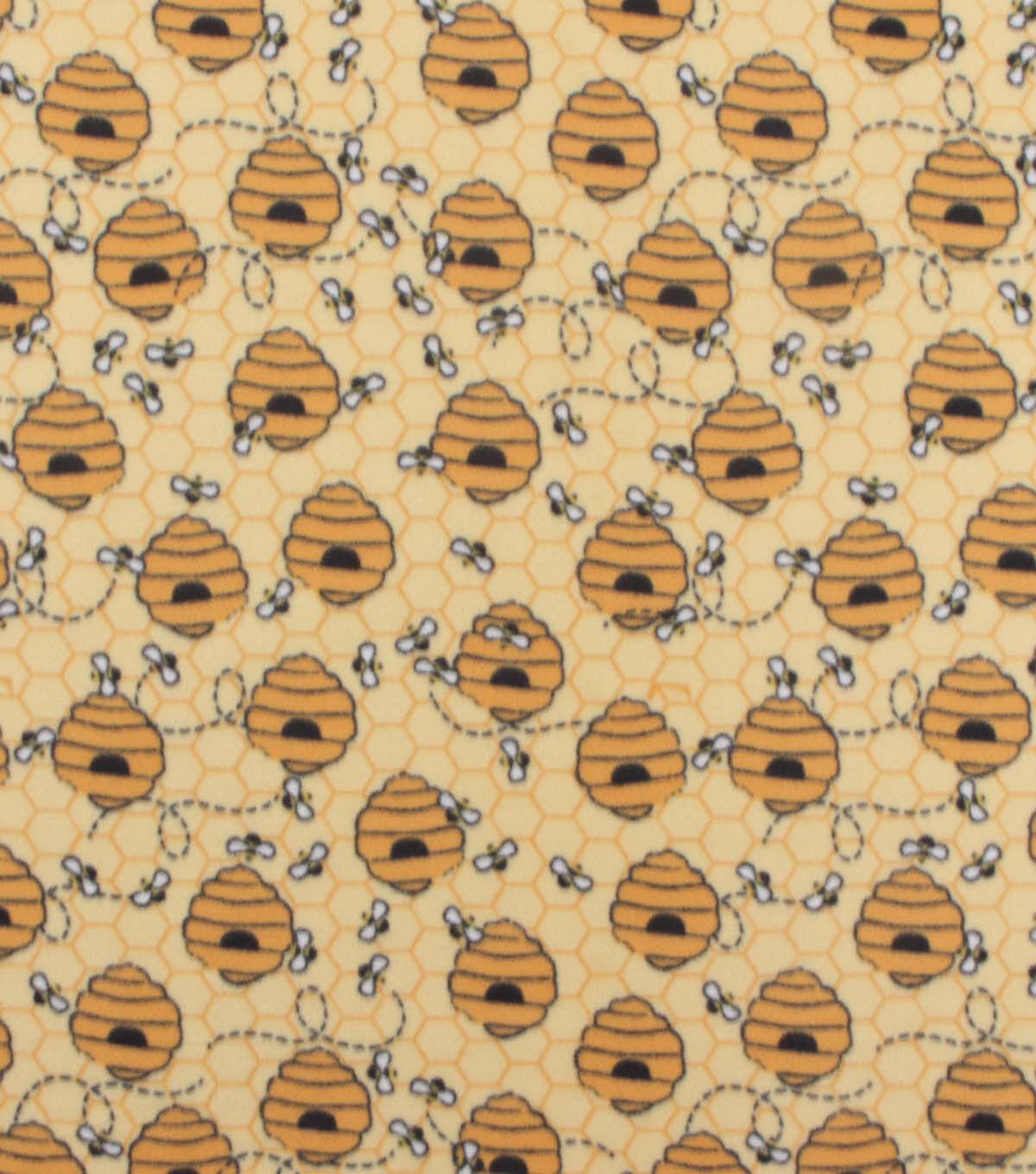 Bees And Honeycombs Blizzard Fleece Fabric