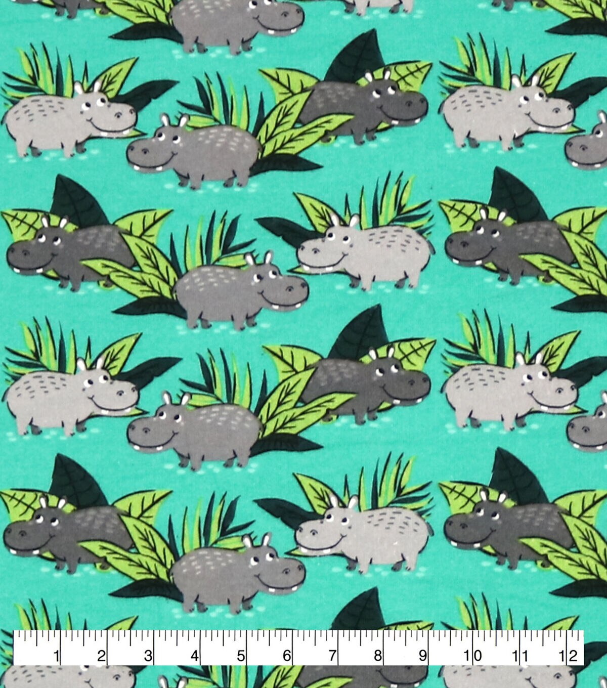 Happy Hippos Super Snuggle Flannel Fabric