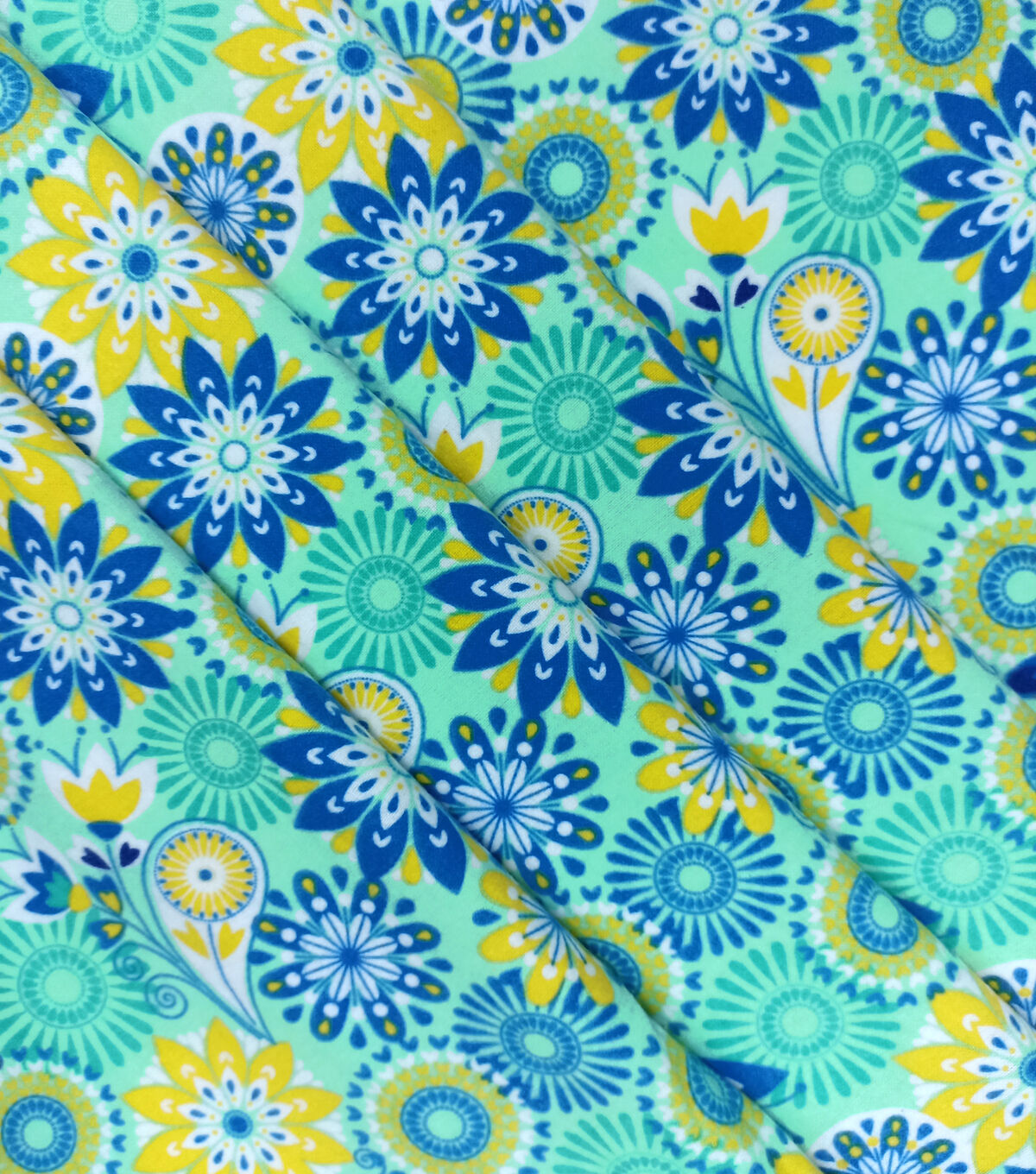 Floral Medallion Aqua Super Snuggle Flannel Fabric
