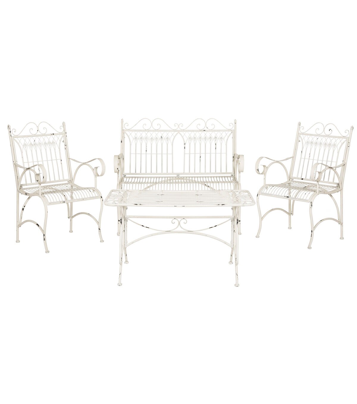 Safavieh 4pc Leah Antique White Outdoor Furniture Set