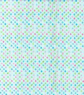 Green Patterned Eggs Easter Cotton Fabric