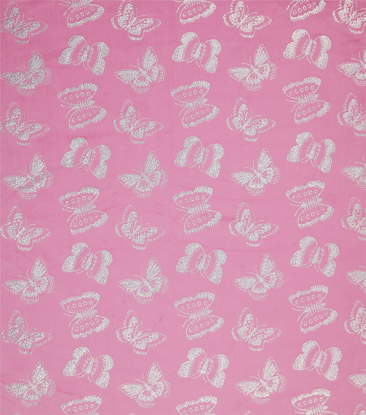 Butterfly Foil on Pink Pure Plush Fleece Fabric