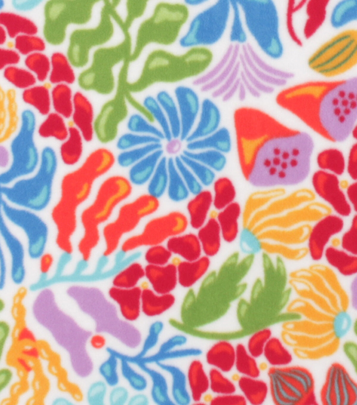 Floral on White Anti Pill Plush Fleece Fabric