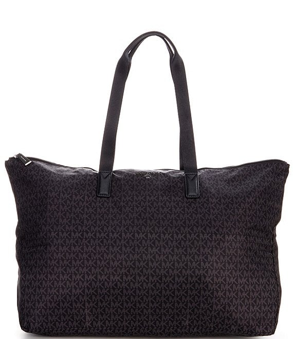 Jet Set Black Signature Logo Travel Large Packable Tote Bag