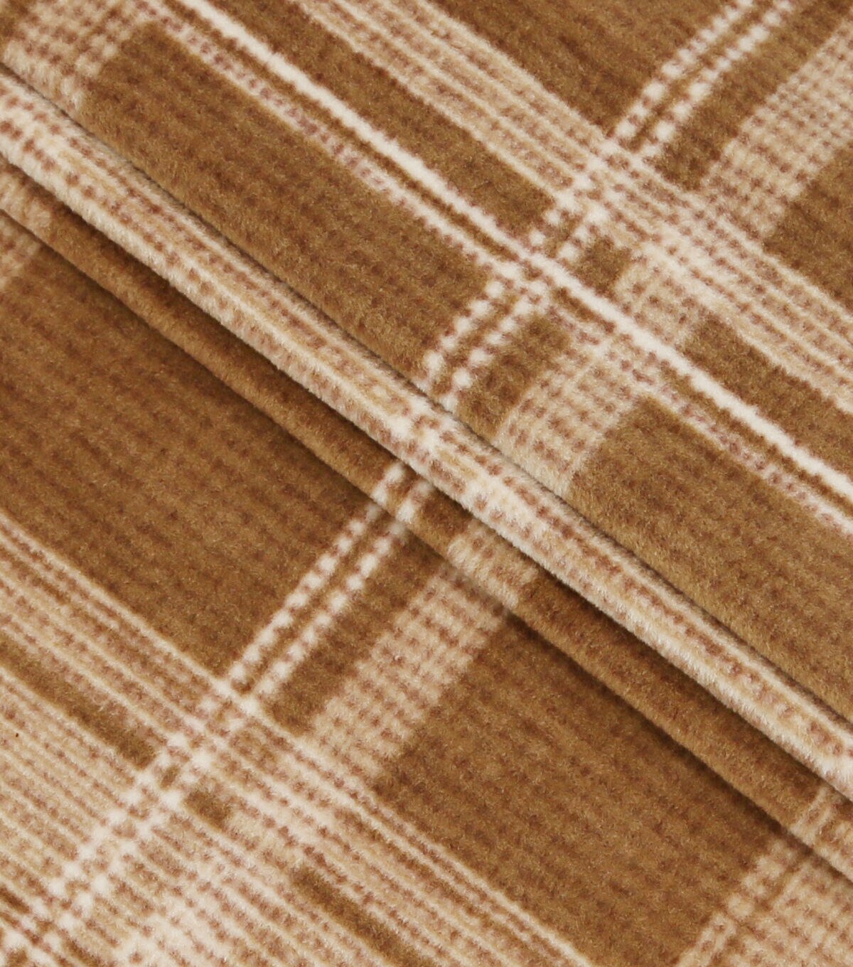 Brown Plaid Luxe Fleece Fabric
