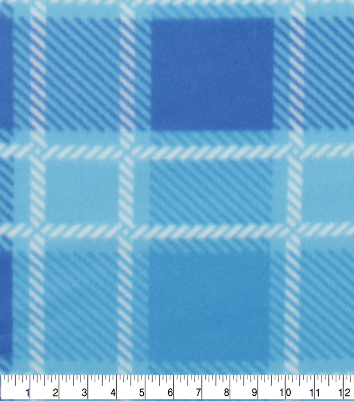 Aquarius Blue Plaid Blizzard Fleece Fabric