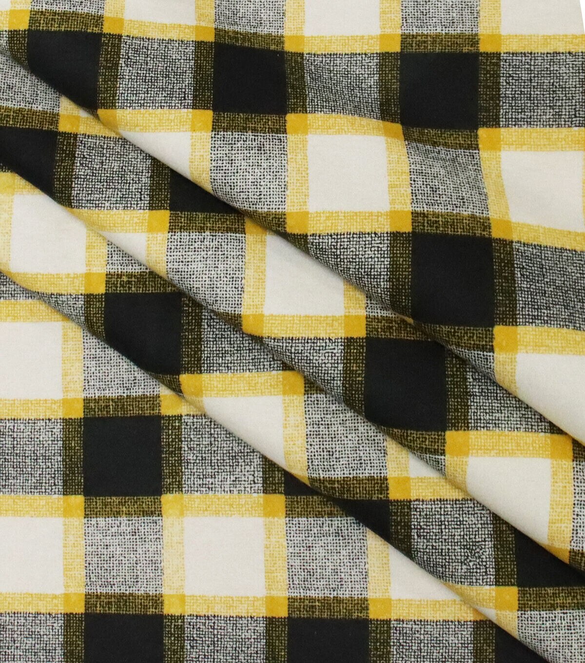 Yellow Black Textured Check Super Snuggle Flannel Fabric