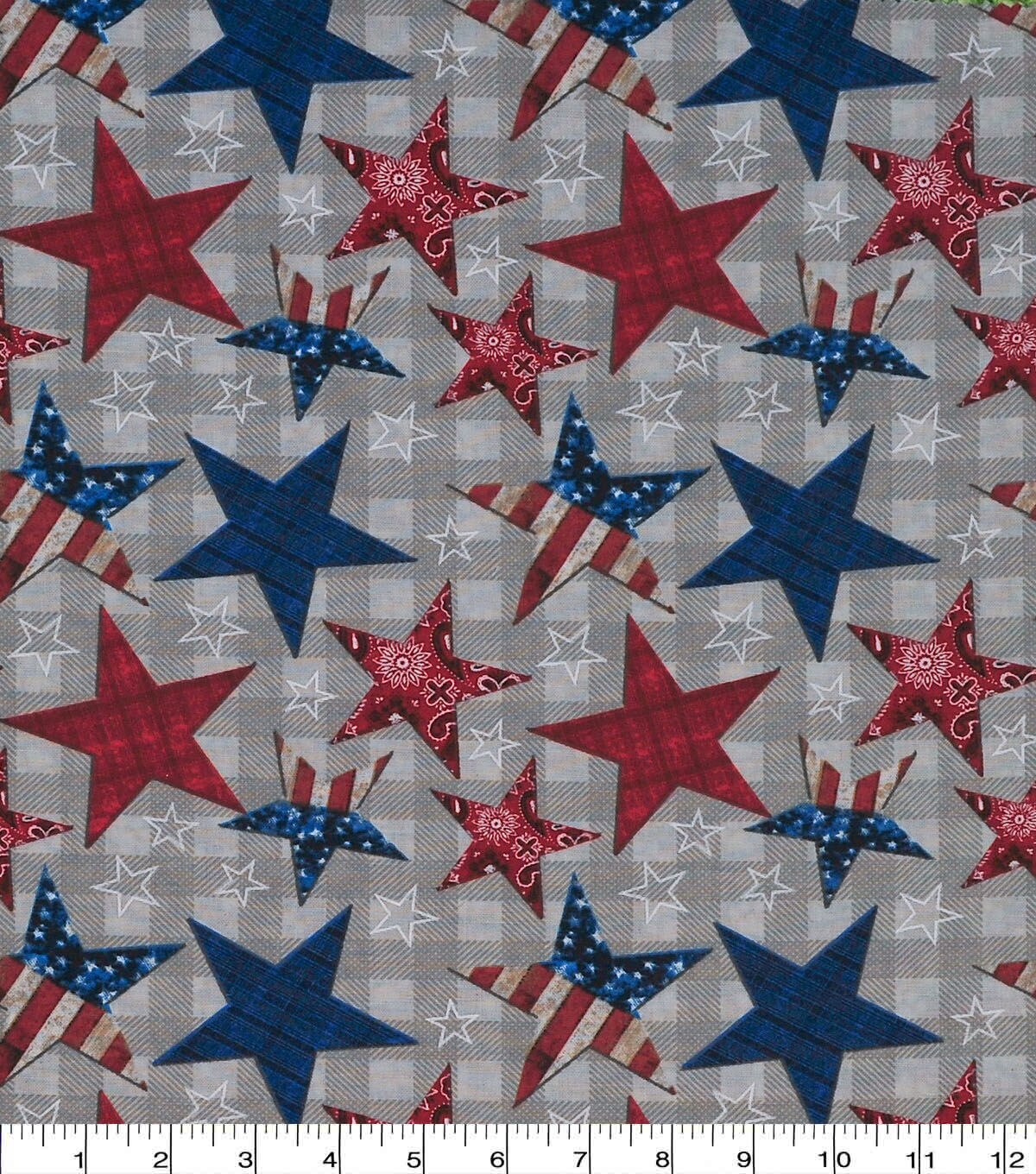Pattern Americana Star Patriotic Cotton Fabric