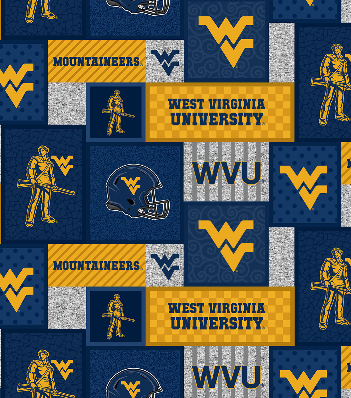 West Virginia University Mountaineers Fleece Fabric College Patch