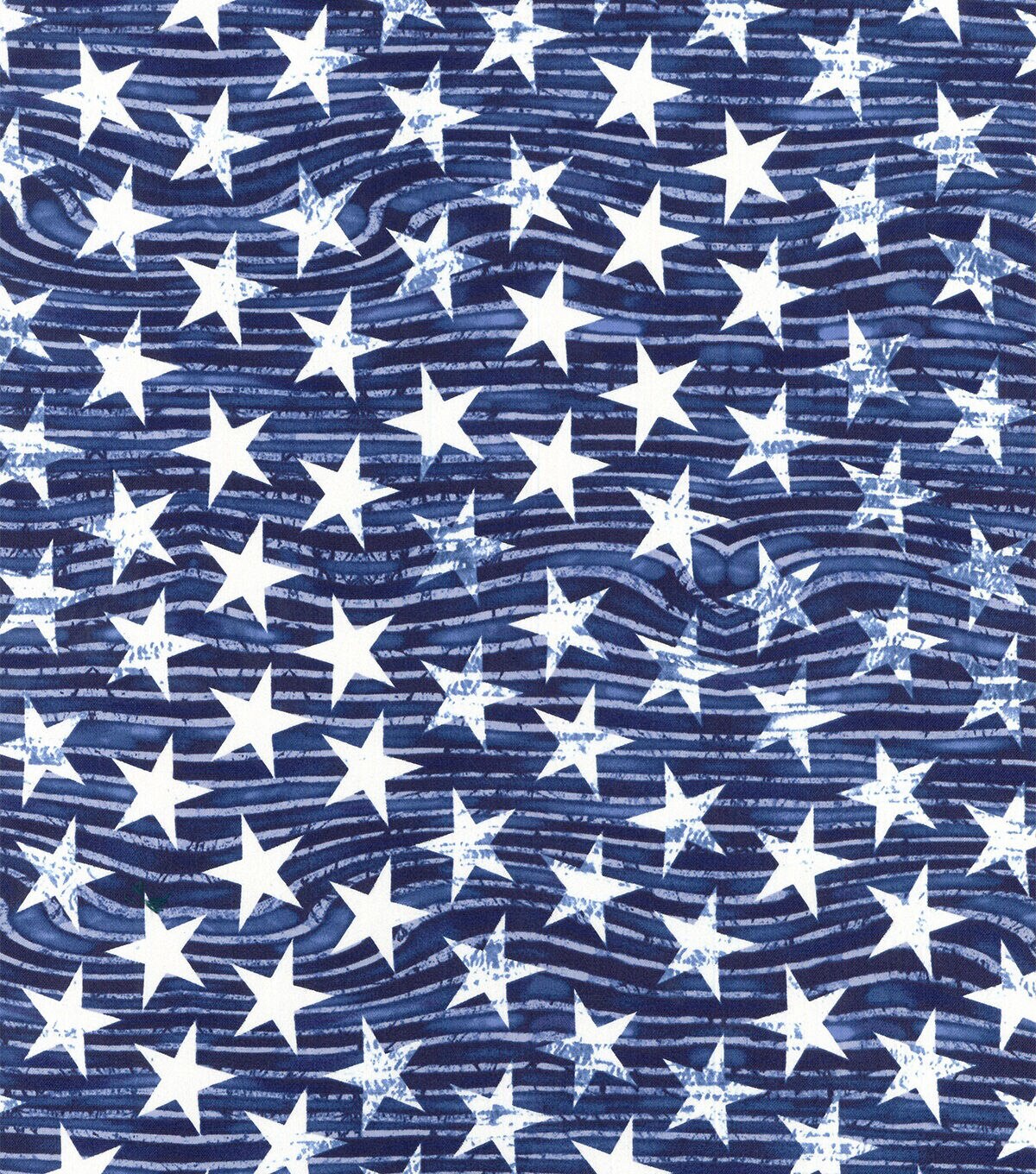 Wavy Star Blue Pearl Patriotic Cotton Fabric