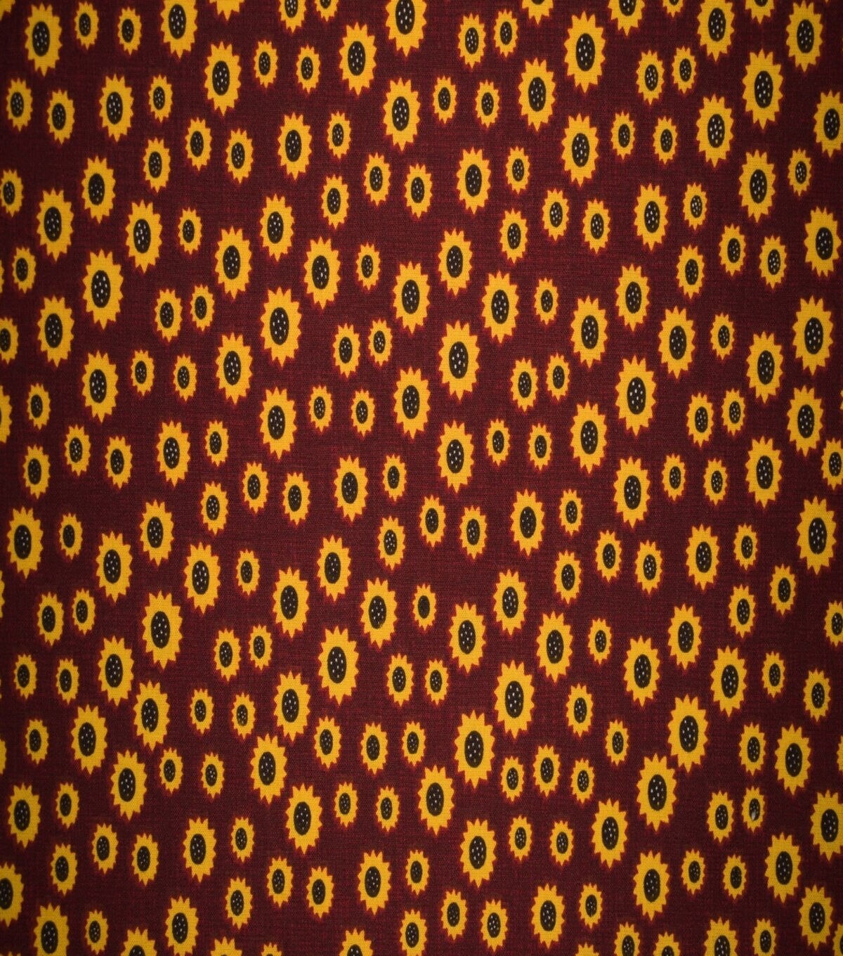 Sunflowers on Burgundy Cotton Fabric
